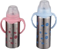 Enjoy Life Double wall stainless steel handled insulated baby feeding bottle for water or milk - Pack of 1 - 240 ml(Multicolor)