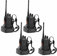 RFV1 (tm) BF-888S UHF 400-470MHz CTCSS/DCS with Earpiece Handheld Amateur Radio Tranceiver Walkie Talkie Two Way Radio Long Range Black 4 Pack Walkie Talkie(Black)