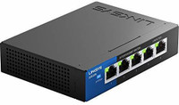 LINKSYS Business LGS105 5-Port Desktop Gigabit Ethernet Network Unmanaged Switch I Metal Enclosure,Black/Blue Network Switch(Black)