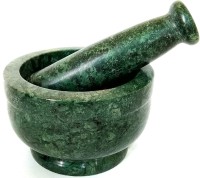 KCP Mortar and Pestle Set, kharad, Masher Spice Mixer/Okhli and musle/Kharal for Kitchen 4 inches,Green Colour Marble Masher(Pack of 1)