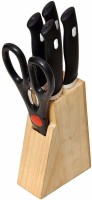 Neaten Knife-Set Wood Kitchen Knife Set with Wooden Block and Scissors, Knife Set for Kitchen with Stand, Knife Set for Kitchen use, Knife Holder for Kitchen with Knife 5-Pieces(Black) Kitchen Tool Set