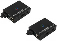 IHT Giga Bit Media Converter 20 Km Single Mode Single Fiber 1 Pair (OTE-1GSMSF20) Network Switch (Black) pack of 2 Network Switch(Black)