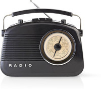 Nedis FM Radio for Home | Analogue Tuning | 5.4 W | Carrying Handle FM Radio(Black)