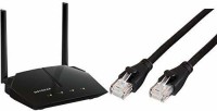 NETGEAR AC1000 Dual Band Smart WiFi Router with AmazonBasics Cat-6 Ethernet Patch Cable - 5 Feet (1.5 Meters) 100 Mbps Router(Black, Single Band)