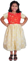 NIHA Girls Calf Length Party Dress(Multicolor, Half Sleeve)