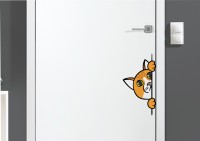 creatick Studio Littile Cat Hiding Wall Sticker Door,Window Decal Standard Size - 28Cm X 51Cm Color -Multicolor Medium Vinyl(Pack of 1)