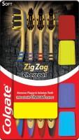 Colgate ZigZag Charcoal S Soft Toothbrush(4 Toothbrushes)