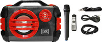 MX 6.5 Inches Portable Multimedia Speaker With Built-in Amplifier Battery Bluetooth Usb Radio Fm Sd Card Aux Input & Wireless Microphone Remote 3706-5 Red Indoor, Outdoor PA System(50 W)