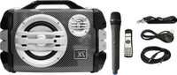 MX 6.5 Inches Portable Multimedia Speaker With Built-in Amplifier Battery Bluetooth Usb Radio Fm Sd Card Aux Input & Wireless Microphone Remote 3706-5 Black Indoor, Outdoor PA System(50 W)