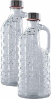 Star Work Toned Airtight Glass Bottles for Homemade Beverage/Ice Tea/Milk /Serving Wine 1000 ml Bottle(Pack of 2, Clear, Glass)