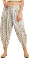 Arowaana White Printed Rayon Fabric Women Dhoti Printed Women Dhoti
