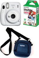 FUJIFILM Instax Mini 11 White with Pouch and 10 Shot film Instant Camera(White)