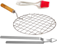 RAU MA Round Roaster_Chimta And Butter Brush_C 2 kg Roaster(Silver)