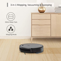 Trifo M6+ Robotic Vacuum Cleaner with Water Tank, 3 in 1 Mopping & sanitizing Vacuum Robot, 1800Pa Strong Suction, Remote Monitoring, Self-Charging, Wi-Fi Connectivity, Hard Floor to Low-Pile Carpet Robotic Floor Cleaner (WiFi Connectivity)(Black)