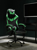 Bantia Leatherette, Synthetic Fiber Office Arm Chair(Green, Black) at ₹6999