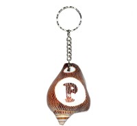 Real Seed Alphabet P Embossed in Premium Quality Shankh Key Chain