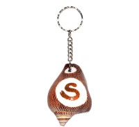Real Seed Alphabet S Embossed in Premium Quality Shankh Key Chain