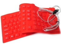 ROQ 109 Keys USB Silicone Rubber Waterproof Flexible Foldable Wired USB Laptop Keyboard(Red)   Laptop Accessories  (ROQ)