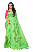 narayanmuni fashion Embroidered Fashion Poly Silk Saree(Green)
