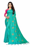 narayanmuni fashion Embroidered Fashion Silk Blend Saree(Green)