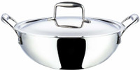 VINOD Platinum Triply Induction Friendly Stainless Steel Kadhai 26 cm diameter with Lid 4.1 L capacity(Stainless Steel, Induction Bottom)