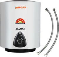OMEGA'S 10 L Storage Water Geyser (10 L Geyser ALOMA Glass Lined (5 Star Rating), White, Black)