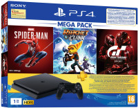 SONY chu -2208bb01i 1000 GB with Spider Man, Ratchet & Clank, Gran Turismo(Black)