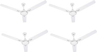 USHA Racer Chrome. PACK OF 4 1200 mm 3 Blade Ceiling Fan(Rich White Silver, Pack of 4)