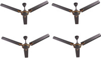 USHA Racer Chrome PACK OF 4 1200 mm 3 Blade Ceiling Fan(Smoke Brown, Pack of 4)