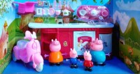 Arc & Alley Kids Kitchen with Scooter and action cartoon figure pig with Small Kitchen, Chairs and cute Scooter for kids DIY(Multicolor)