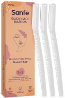 Sanfe Glide Face Razor for painfree facial hair removal (3 units) - upper lips, chin, peach fuzz - Stainless steel blade, comfortable, firm grip(Pack of 3)