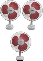 USHA Wind Pack of 3 400 mm 3 Blade Table Fan(Red, Pack of 3)