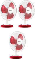USHA MIST AIR DUOS Pack of 3 400 mm 3 Blade Table Fan(Red, Pack of 3)