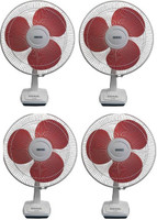 USHA Wind Pack of 4 400 mm 3 Blade Table Fan(Red, Pack of 4)