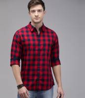Roadster Men Checkered Casual Red Shirt