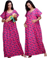 CLYMAA Women Maternity/Nursing Nighty(Pink)