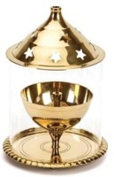 Craftsells Borosil Diwali Akhand diya Medium Brass Table Diya(Height: 4.8 inch)