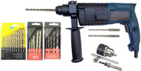 Inditools 20mm Electric Rotary Hammer Machine with 13pc hss 13mm Drill chuck 5pc wood and 5pc masonry drill bit Pack of 6 Heavy Duty 20mm Electric Rotary Hammer Machine with 13pc hss 13mm Drill chuck 5pc wood and 5pc masonry drill bit Pack of 6 Rotary Hammer Drill(20 mm Chuck Size, 850 W)