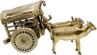 Om Shree Siddhi Vinayak Murti Bhandar Brass Bull And Cart Home Decorative Showpiece Bull Cart Antique Decorative Barad Gadu Panchdhatu Bull And Cart Decorative Showpiece  -  23 cm(Brass, Gold)