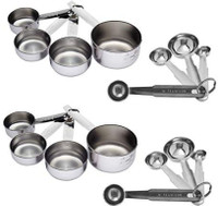 Dynore Set of 4 measuring cup and 4 measuring spoon (Set of 2) Measuring Cup Set(250 ml, 125 ml, 80 ml, 60 ml)