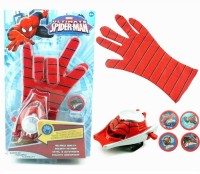 Aseenaa Action Figure Super Hero Spiderman Disc Launcher Single Hand Glove Toy Set | Avengers Marvel Legendary Character Spider Man Toys Collection For Boys Girls & Children | Red Colour | Set Of 1(Red)