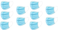 Suchi CE and ISO Certified 3 Ply with soft ear loops 654 Surgical Mask With Melt Blown Fabric Layer(Blue, Free Size, Pack of 10, 3 Ply)