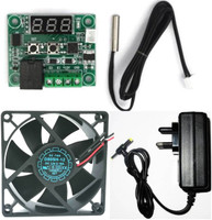 CyberSupreme DIY Incubator W1209 12V DC Digital Temp Control Board, charger & 3inch fan Temperature Sensor and Controller Electronic Hobby Kit