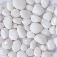 WAMUS 965 Gram Asymmetrical Polished WHITE Pebbles for Aquarium/Decoration/Garden/Table Vase Polished Asymmetrical Marble Pebbles(White 965 g)