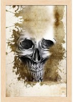 Tattoo Evil Design With Skull Paper Poster Natural Brown Frame | Top Acrylic Glass 13inch x 19inch (33cms x 48.3cms) Paper Print(19 inch X 13 inch, Framed)