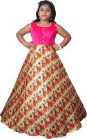 NIHA Girls Maxi/Full Length Party Dress(Pink, Sleeveless)