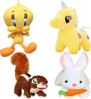 Renox combo of 4, tweety, Unicron, squirrel, rabbit Plush Toy for Kids, Gift & Decoration (teddy bear - 25 cm(Yellow, White)