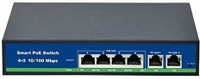 gvision POE Switch 4 POE Ports + 2 Uplink, Support VLAN and 250m Extend Distance, 10/10OMbps Network Switch(Black)