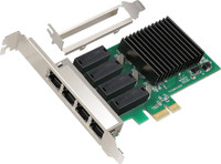 sLIFE 10/100/1000Mbps 4 Port Gigabit Ethernet PCI-e X1 Network Interface Card for Desktop PC/Server/Workstation Compatible with X1, X4,X8, X16 Slot (Chipset: Realtek-8111H-T4) Network Interface Card(Black+Green)