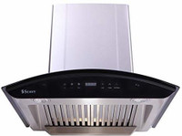 Seavy Creta Stainless Steel 60cm Auto Clean Wall Mounted Chimney(Silver/Steel Grey 1200 CMH)